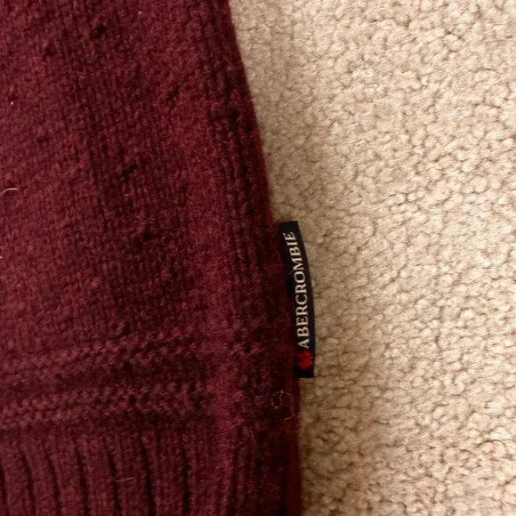 ABERCROMBIE & FITCH Hand Knit Sweater Men’s Large 100% Wool Fair Isle Moose - Picture 7 of 9